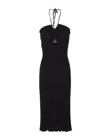 Black Midi dress ORGANIC COTTON OPEN KNIT HALTERNECK DRESS
