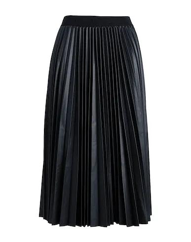 Black Midi skirt Faux Leather Pleated Skirt
