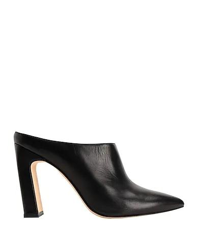 Black Mules and clogs LEATHER POINT TOE BLOCK-HEEL MULE
