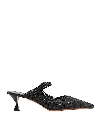 Black Mules and clogs RAFFIA MID-HEEL POINTY MULES
