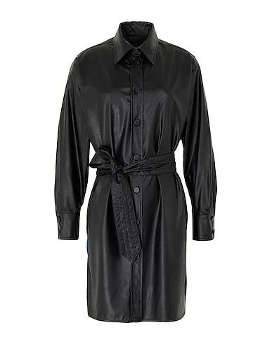 Black Office dress BUTTONED L/SLEEVE BELTED MIDI DRESS
