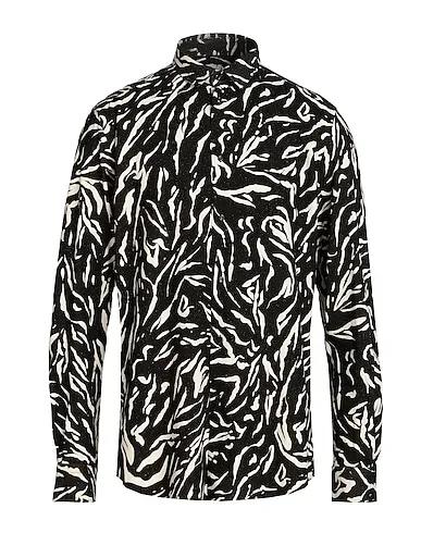 Black Patterned shirt PRINTED SILK REGULAR-FIT SHIRT