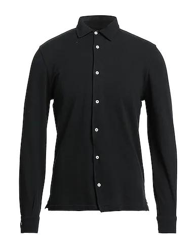 Black Piqué Solid color shirt