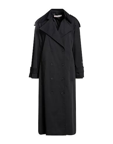 Black Plain weave Double breasted pea coat
