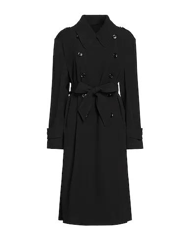 Black Plain weave Double breasted pea coat