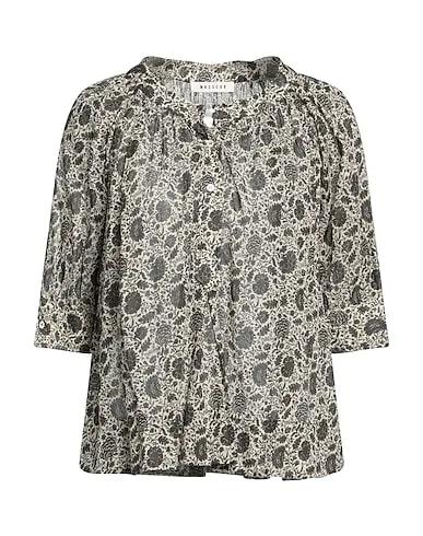 Black Plain weave Floral shirts & blouses