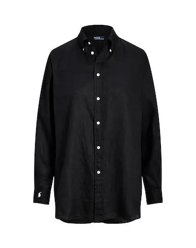 Black Plain weave Linen shirt RELAXED FIT LINEN SHIRT
