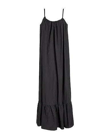 Black Plain weave Long dress COTTON MAXI DRESS