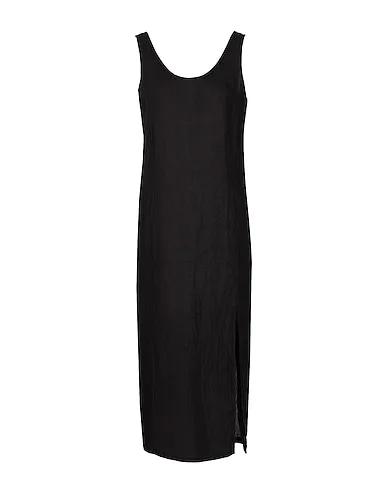 Black Plain weave Midi dress LINEN MAXI DRESS
