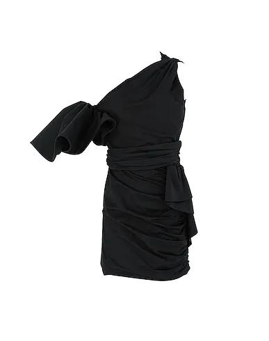 Black Plain weave One-shoulder dress
