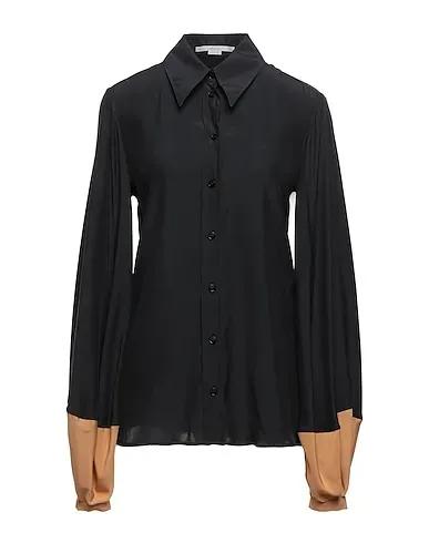 Black Plain weave Patterned shirts & blouses