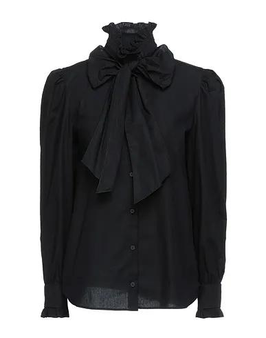 Black Plain weave Shirts & blouses with bow