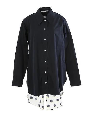 Black Plain weave Silk shirts & blouses