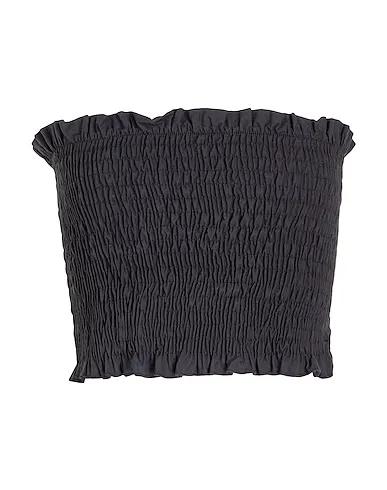Black Plain weave Top COTTON BANDEAU CROP TOP