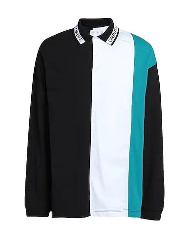 Black Polo shirt Topman long sleeve extreme oversized polo shirt with colour block 