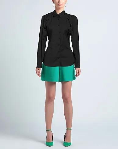 Black Poplin Solid color shirts & blouses