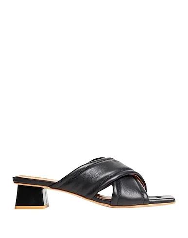 Black Sandals QUILTED LEATHER CROSSOVER MULES
