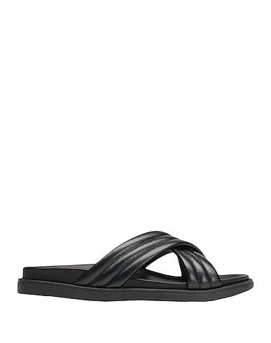 Black Sandals QUILTED LEATHER PADDED CROSS-STRAP  SANDAL
