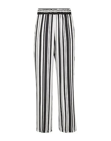 Black Satin Casual pants STRIPED PULL-ON PANTS
