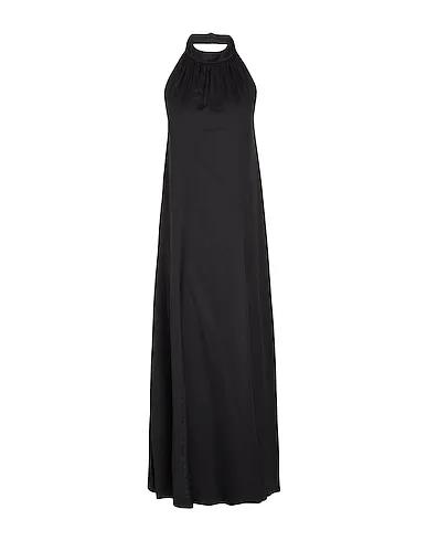 Black Satin Long dress HALTER MAXI DRESS
