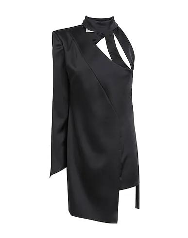 Black Satin One-shoulder dress MINI ABITO IN RASO