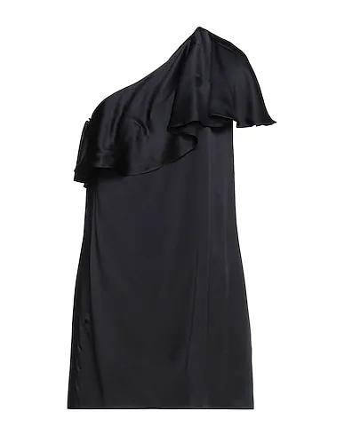 Black Satin One-shoulder dress