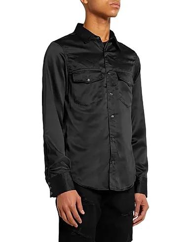 Black Satin Solid color shirt