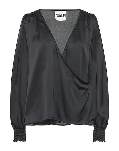Black Satin Solid color shirts & blouses