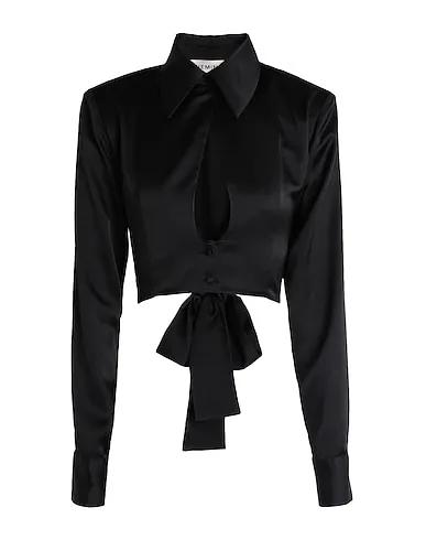 Black Satin Solid color shirts & blouses CAMICIA IN RASO
