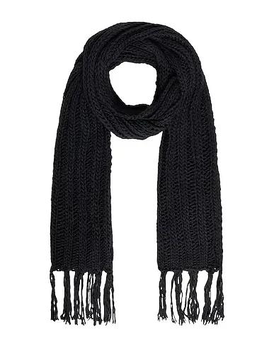 Black Scarves and foulards RIBBED CHUNKY KNIT FRINGED SCARF
