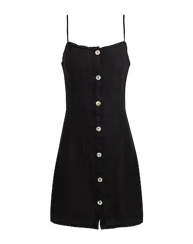 Black Short dress LINEN BUTTON-FRONT MINI SLIP DRESS

