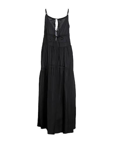Black Silk shantung Long dress