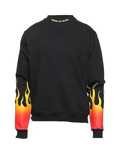 Black Sweatshirt BLACK CREWNECK WITH RED SHADED FLAMES
