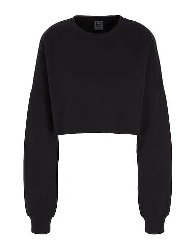 Black Sweatshirt ORGANIC COTTON CREW-NECK CROPPED RAW HEM SWEATSHIRT