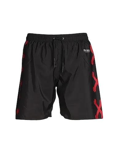 Black Swim shorts BLACK SWIMWEAR WITH RED CROSS BONES
