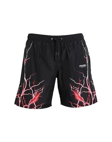 Black Swim shorts BLACK SWIMWEAR WITH RED LIGHTNING
