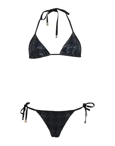 Black Synthetic fabric Bikini PIED DE POULE PIGMENT PRINT
