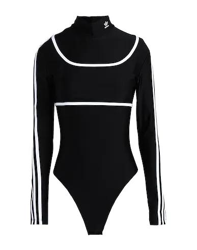 Black Synthetic fabric Bodysuit Long Sleeve Body Suit
