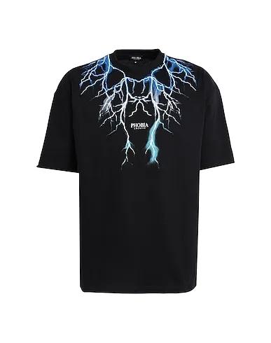 Black T-shirt BLACK T-SHIRT WITH BLUE GREY LIGHTBLUE LIGHTNING
