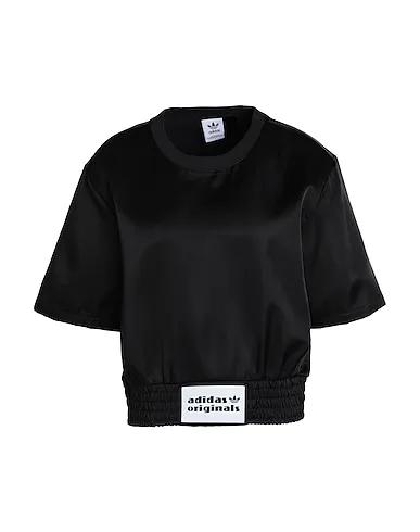 Black T-shirt ORIGINALS SATIN LOOSE TEE WITH RIB WAISTBAND
