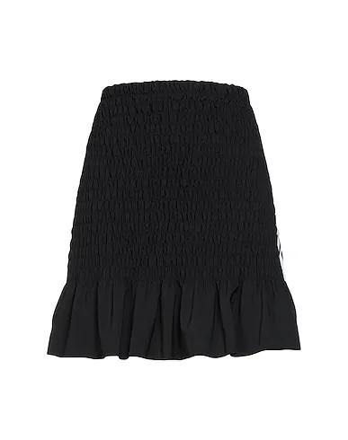 Black Techno fabric Mini skirt SMOCKED SKIRT
