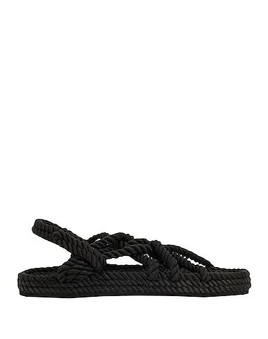 Black Techno fabric Sandals ROPE CROSS-STRAP FLAT SANDALS
