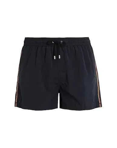 Black Techno fabric Swim shorts MEN SHORT PLAIN WITH STRIPE
