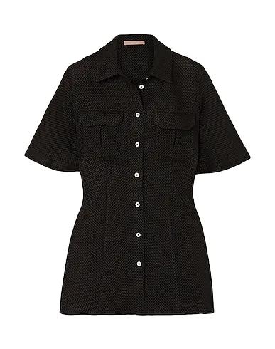 Black Tweed Solid color shirts & blouses
