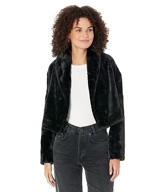 Faux Fur Cropped Jacket in Double Date