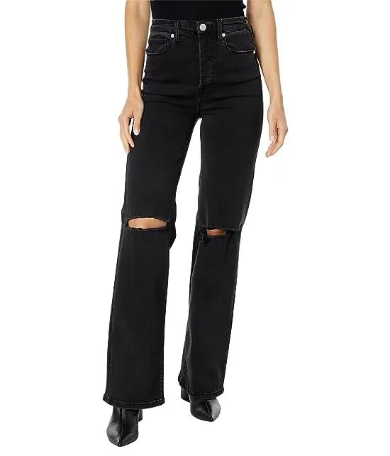 Blank NYC Franklin Wide Leg Jeans with Rips At Knee in Justified