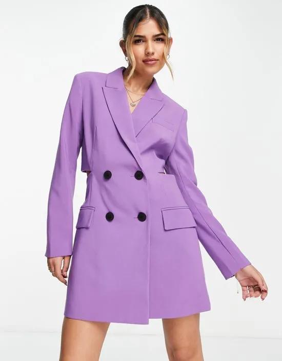 blazer dress with cut-out detail in purple