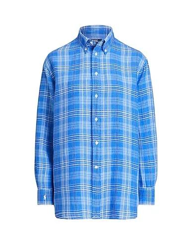 Blue Checked shirt RELAXED FIT PLAID LINEN SHIRT
