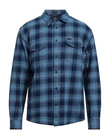 Blue Cotton twill Checked shirt