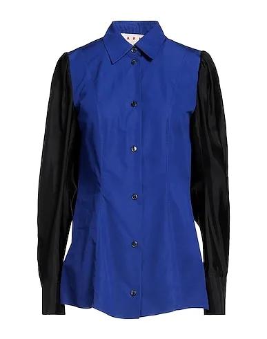 Blue Cotton twill Patterned shirts & blouses